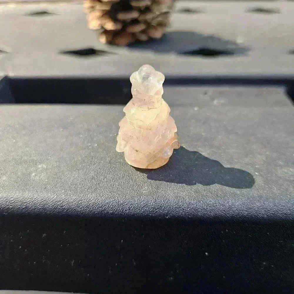 🔮 Fire Quartz Natural Crystal Christmas Tree Stone Carving Figure